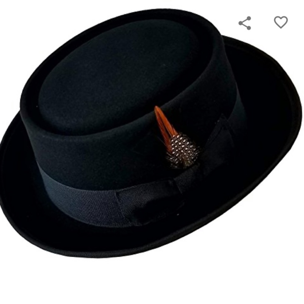 Shahin Flat top 100% wool Porkpie Top Hat 🎩